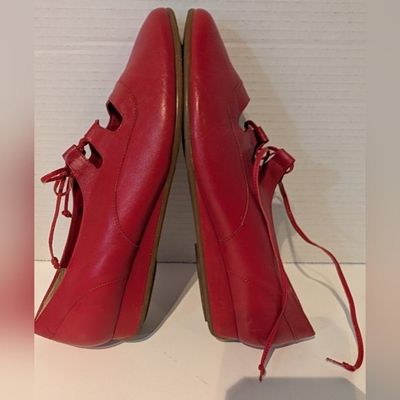 Trotters Red Ballet Style Red Leather Wedge Shoes Sz. 8WW - Picture 7 of 14
